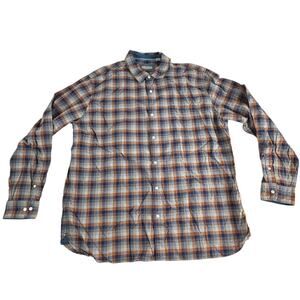 32 Bar Rules Blue, Gray, Rust Plaid Long Sleeve Button Up Shirt Mens Size 2XL